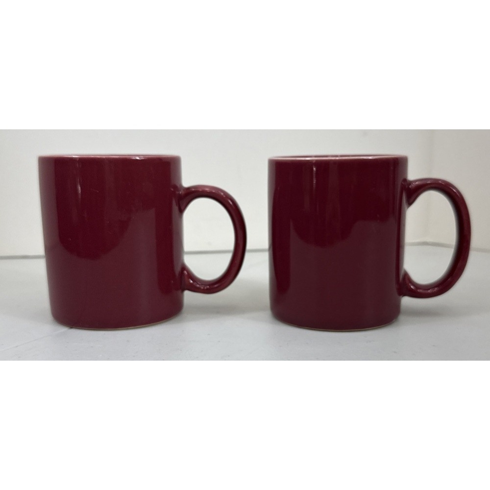 VINTAGE ALPS CERAMIC COFFEE MUGS MAROON BURGUNDY LOT OF 2 READ